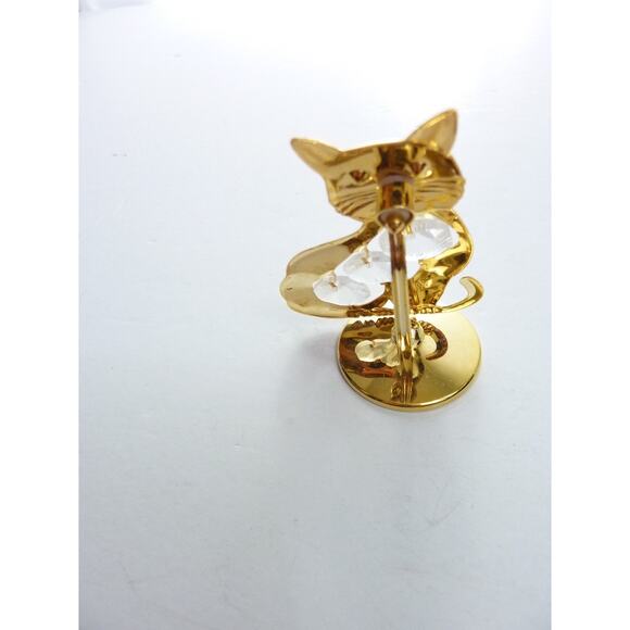 Vintage 24Kt Plated Cat with Austrian Crystals Light Catcher - Picture 3 of 5